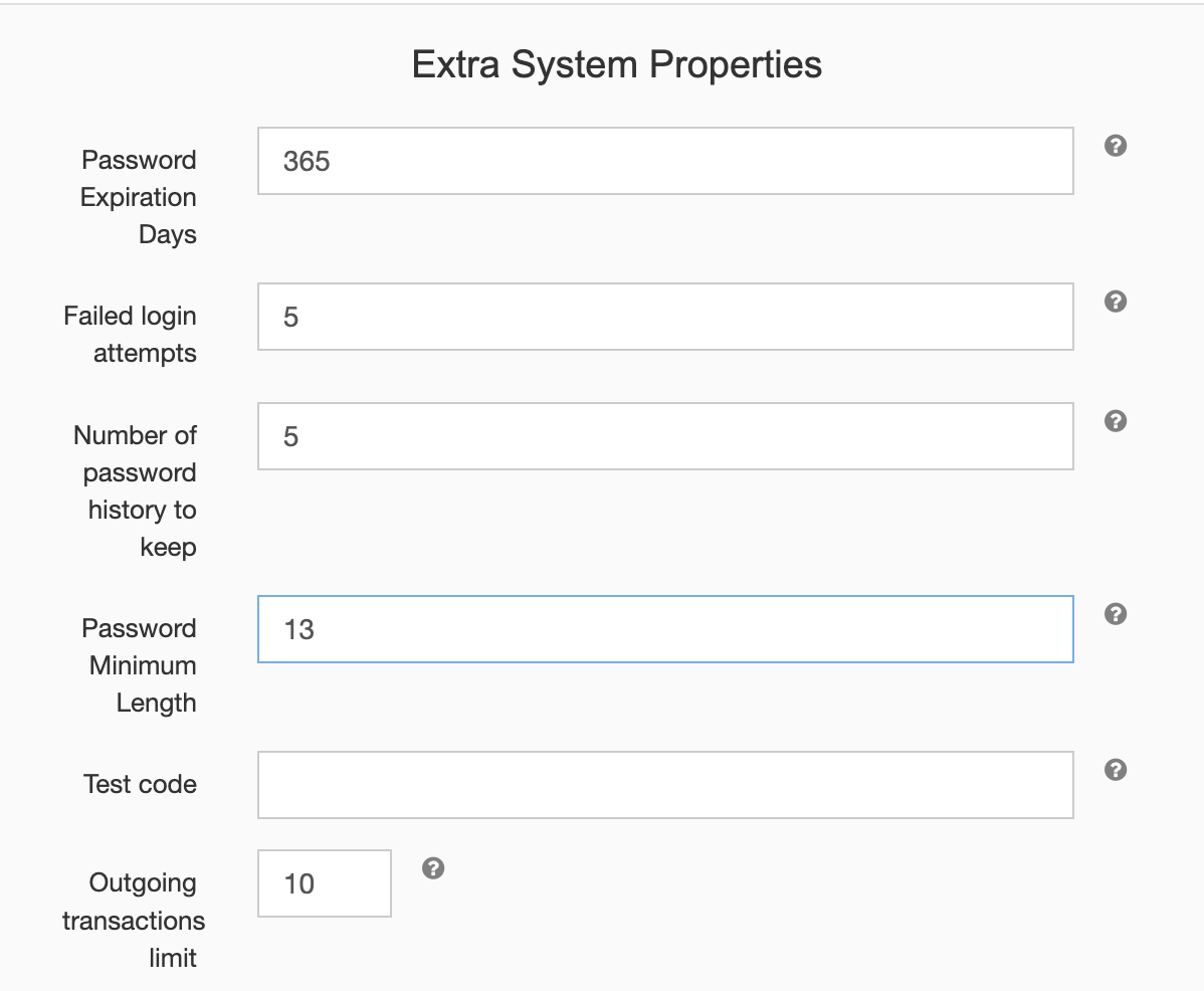 Extra system properties